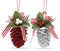 Ornativity Red and White Ornaments - Glitter Red and White Coated Pinecone Ornament with Realistic Holly Leaf and Red Cranberry Berries with Candy String Christmas Tree Decoration Set - Pack of 10